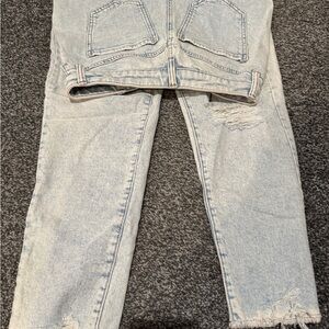 SO Light Wash Distressed Ankle Jeans